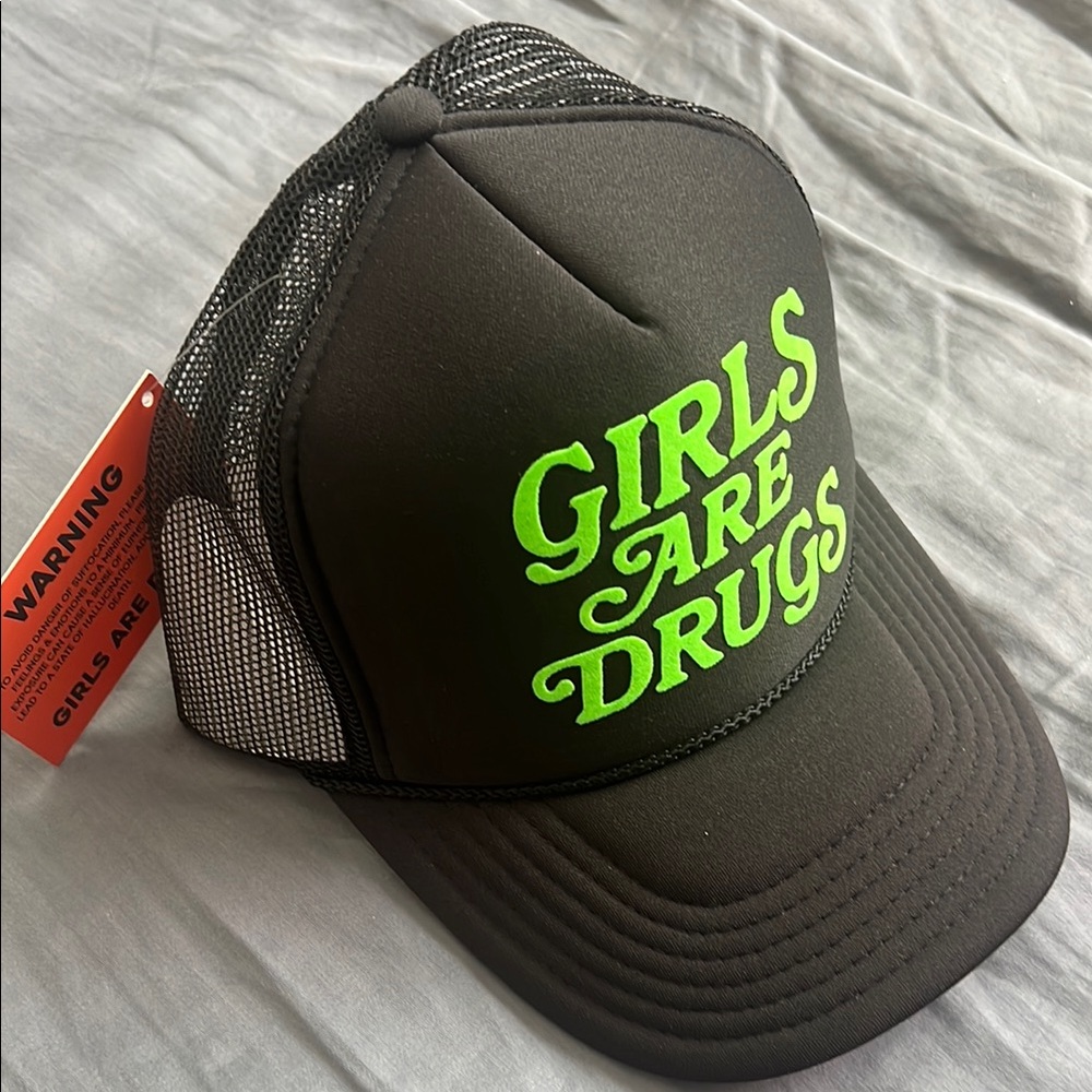 Girls Are Drugs Black/Neon Green Trucker